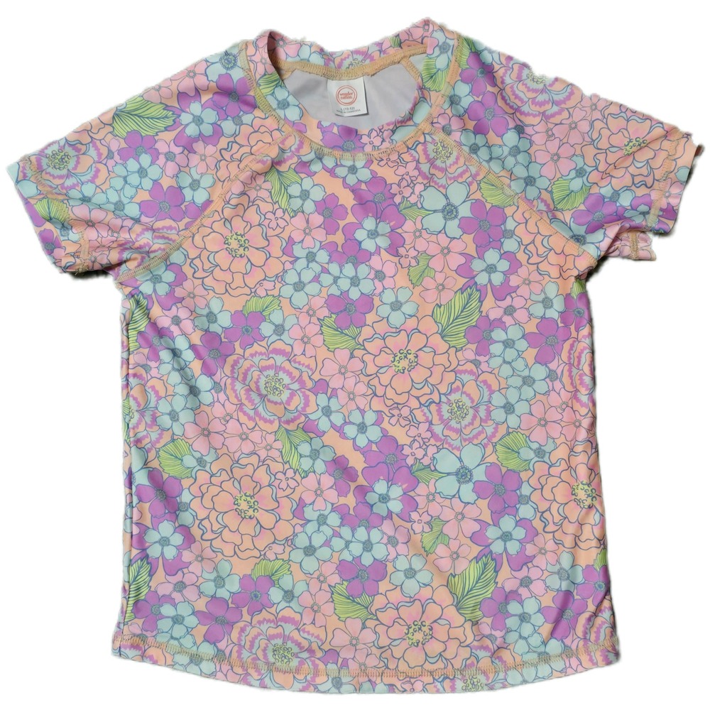 Wonder Nation Girls Floral Rash Guard Swim Shirt Size‎ L (10-12) Swimwear (T)